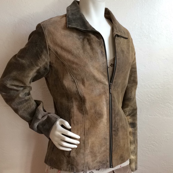 distressed suede jacket